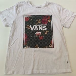 Vans White and Black Floral Crop Top